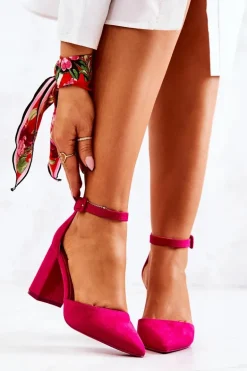 Czółenka Damskie Na Słupku Zamszowe Fuksja Harye