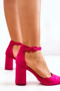 Czółenka Damskie Na Słupku Zamszowe Fuksja Harye