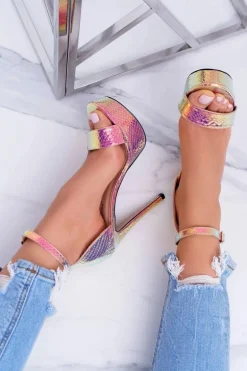 Czółenka Damskie Na Szpilce Platformie Benzynowe Złote ShakeIt