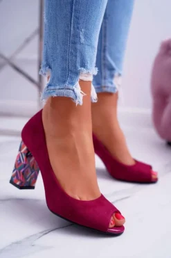 Czółenka Damskie Sergio Leone Odkryte Palce PB133 Fuksja Fani