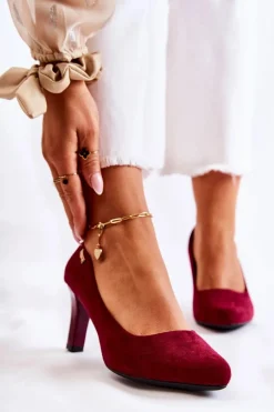 Czółenka damskie Sergio Leone Bordowe Zamszowe Orsola