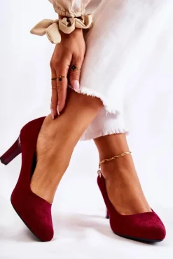 Czółenka damskie Sergio Leone Bordowe Zamszowe Orsola