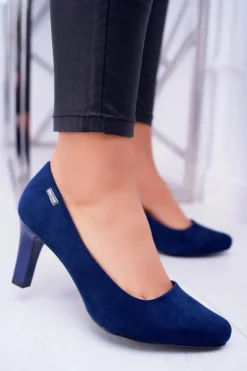 Czółenka damskie Sergio Leone Granatowe Zamszowe Orsola