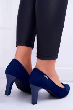 Czółenka damskie Sergio Leone Granatowe Zamszowe Orsola