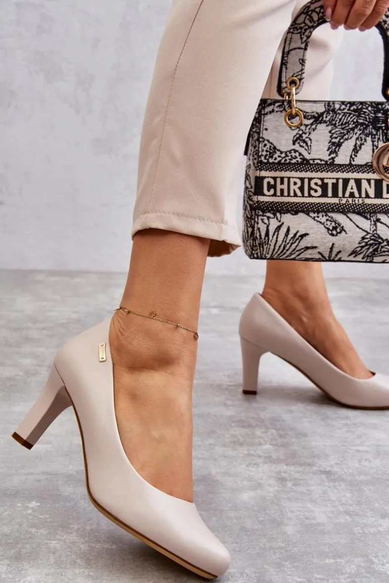 Czółenka Damskie Sergio Leone Jasnobeżowe Orsola