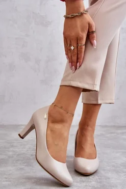 Czółenka Damskie Sergio Leone Jasnobeżowe Orsola