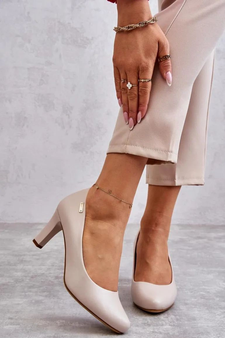 Czółenka Damskie Sergio Leone Jasnobeżowe Orsola