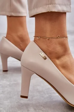 Czółenka Damskie Sergio Leone Jasnobeżowe Orsola