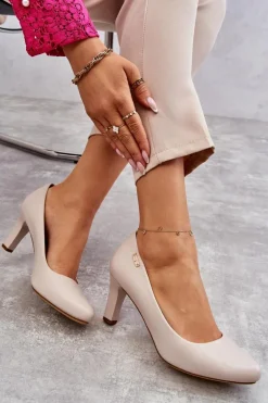 Czółenka Damskie Sergio Leone Jasnobeżowe Orsola