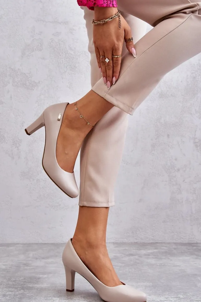 Czółenka Damskie Sergio Leone Jasnobeżowe Orsola