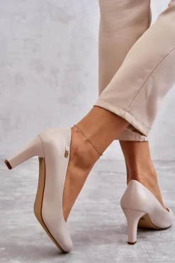 Czółenka Damskie Sergio Leone Jasnobeżowe Orsola