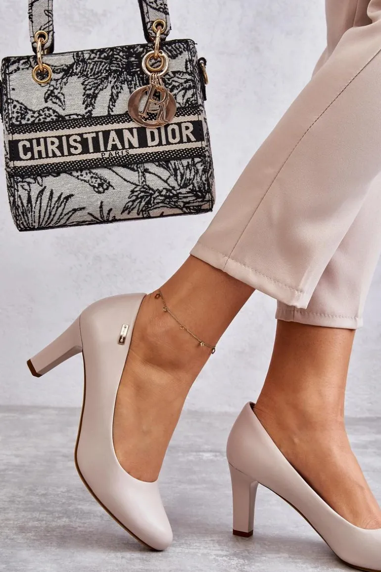 Czółenka Damskie Sergio Leone Jasnobeżowe Orsola