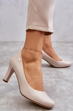 Czółenka Damskie Sergio Leone Jasnobeżowe Orsola