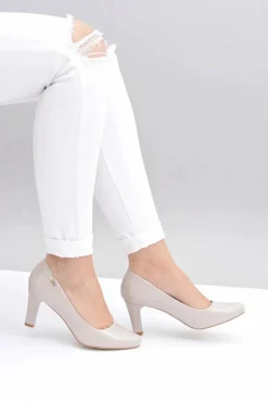 Czółenka damskie Sergio Leone Jasnoszare Lakierowane Orsola