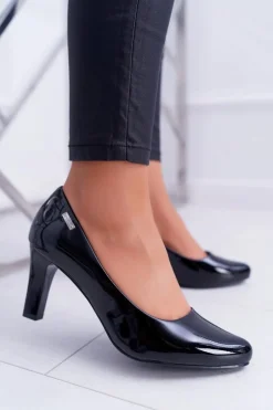 Czółenka damskie Sergio Leone Czarne Lakierowane Orsola