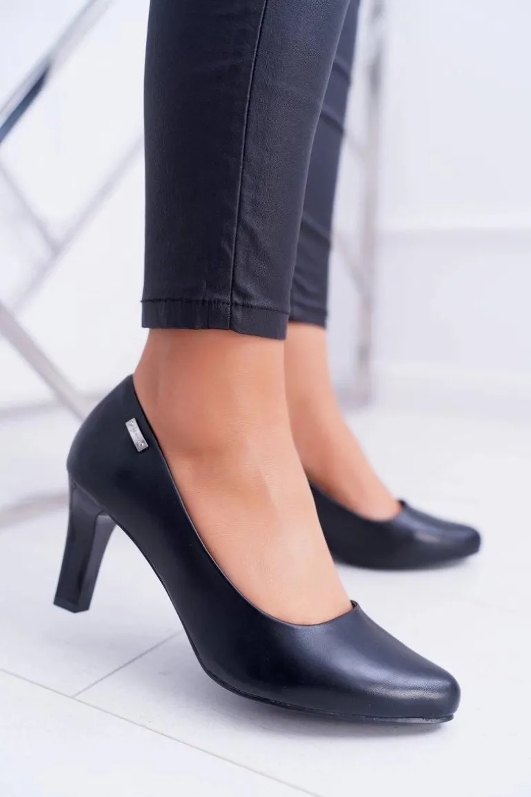 Czółenka damskie Sergio Leone Czarne Matowe Orsola