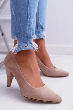 Czółenka Damskie Sergio Leone PB139 Beżowe Felice