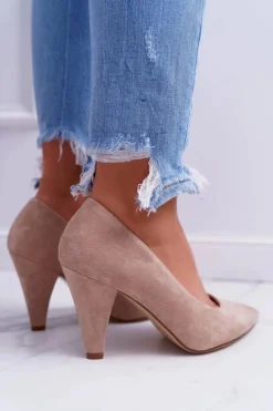 Czółenka Damskie Sergio Leone PB139 Beżowe Felice