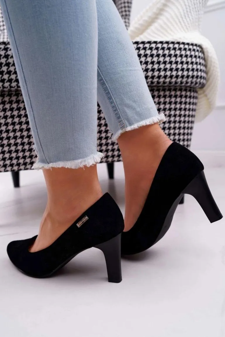 Czółenka damskie Sergio Leone Czarne Zamszowe Orsola