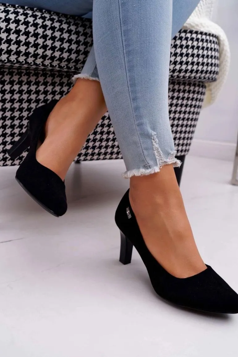 Czółenka damskie Sergio Leone Czarne Zamszowe Orsola