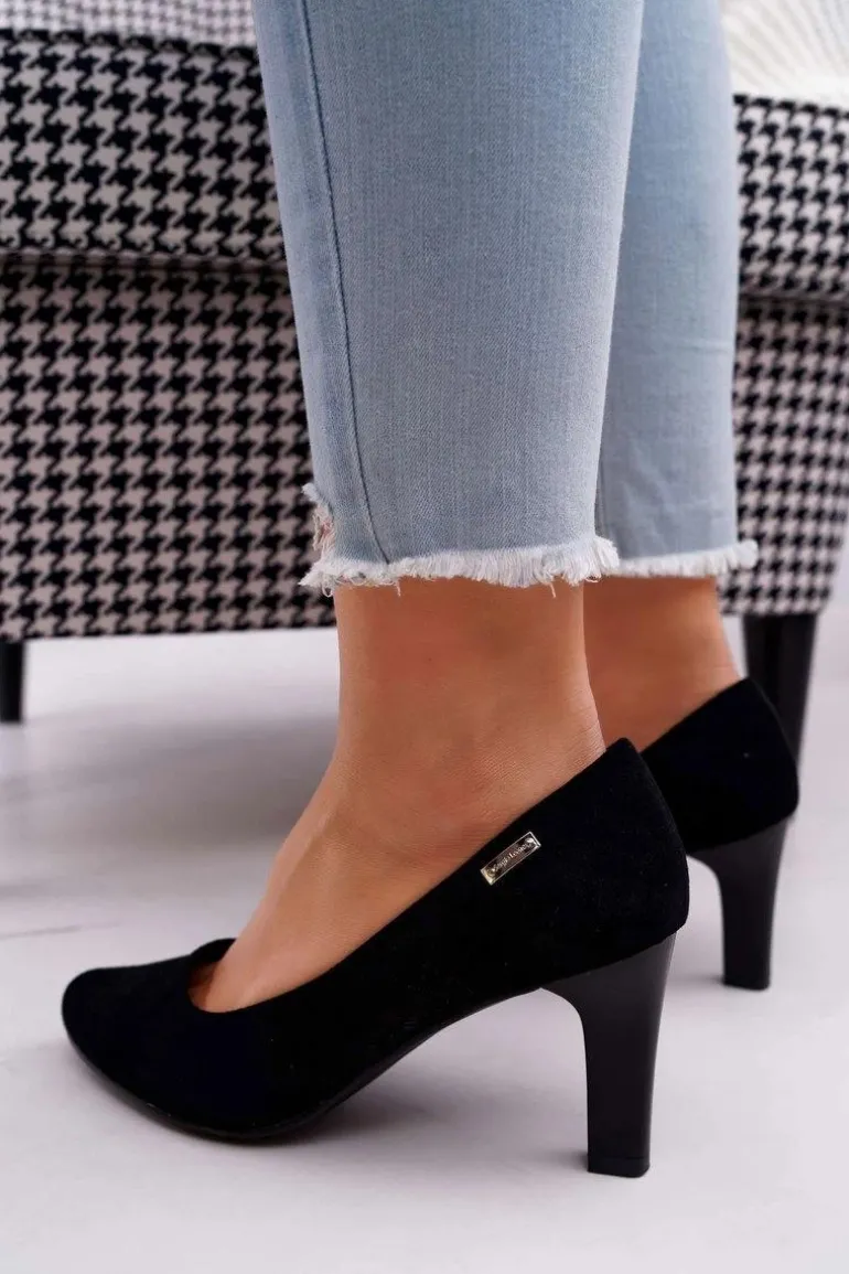 Czółenka damskie Sergio Leone Czarne Zamszowe Orsola