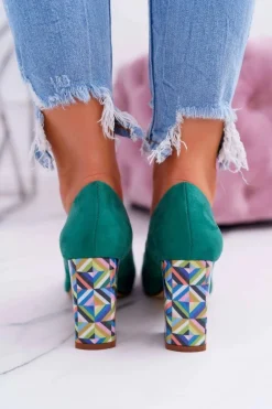 Czółenka Damskie Sergio Leone Odkryte Palce PB133 Zielone Fani