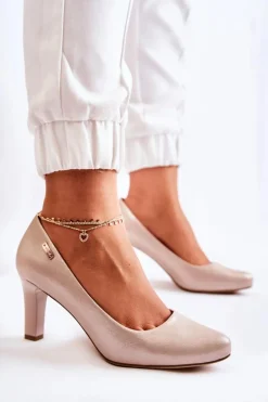 Czółenka Damskie Sergio Leone Złote Błyszczące Orsola