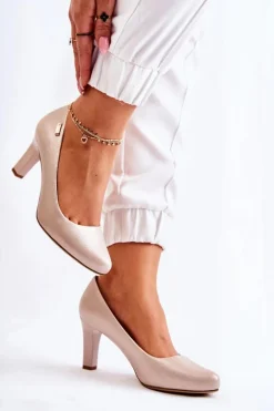 Czółenka Damskie Sergio Leone Złote Błyszczące Orsola