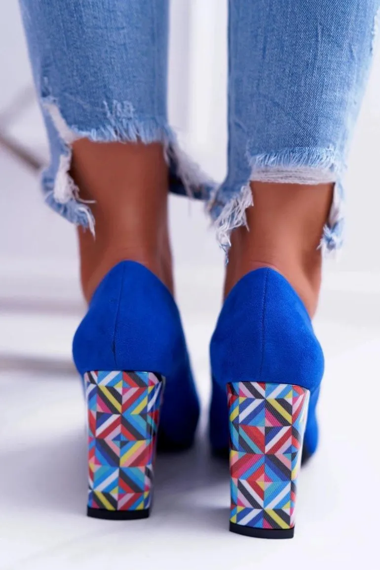 Czółenka Damskie Sergio Leone Odkryte Palce PB133 Niebieskie Fani