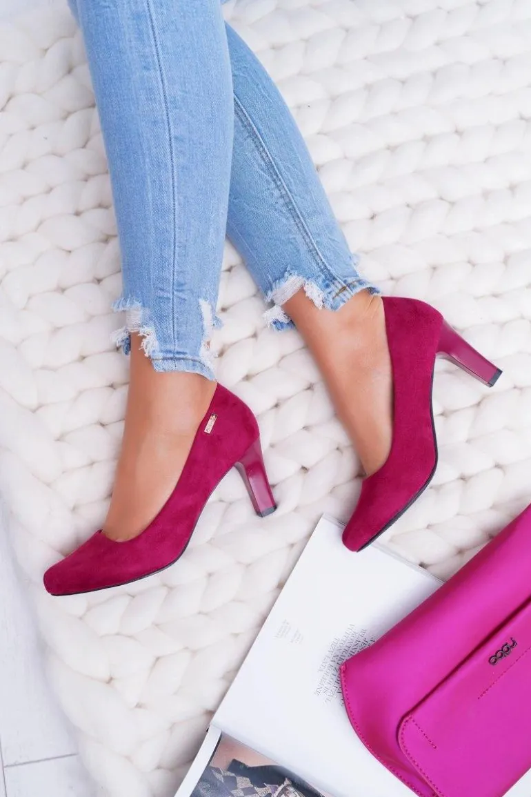 Czółenka Damskie Sergio Leone Fuksja Zamsz Orsola