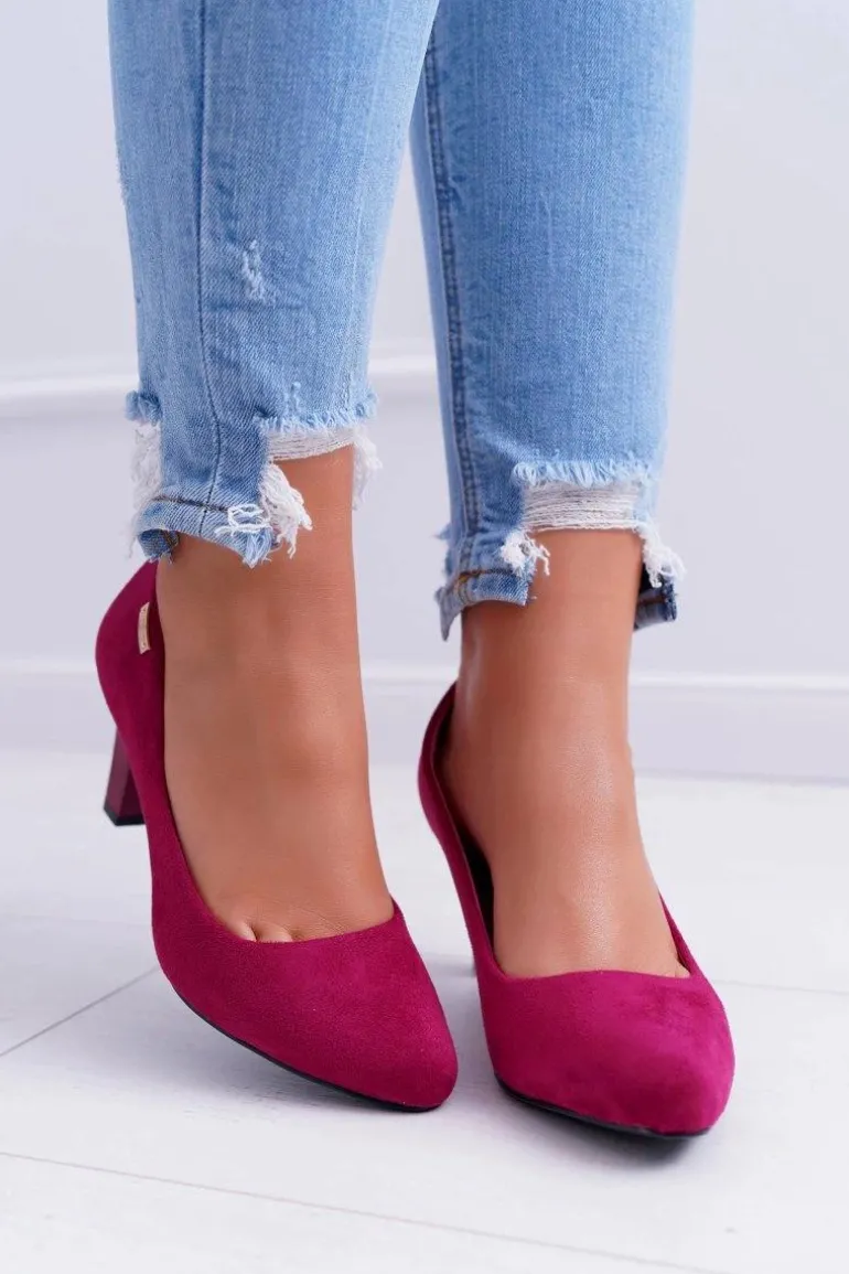 Czółenka Damskie Sergio Leone Fuksja Zamsz Orsola