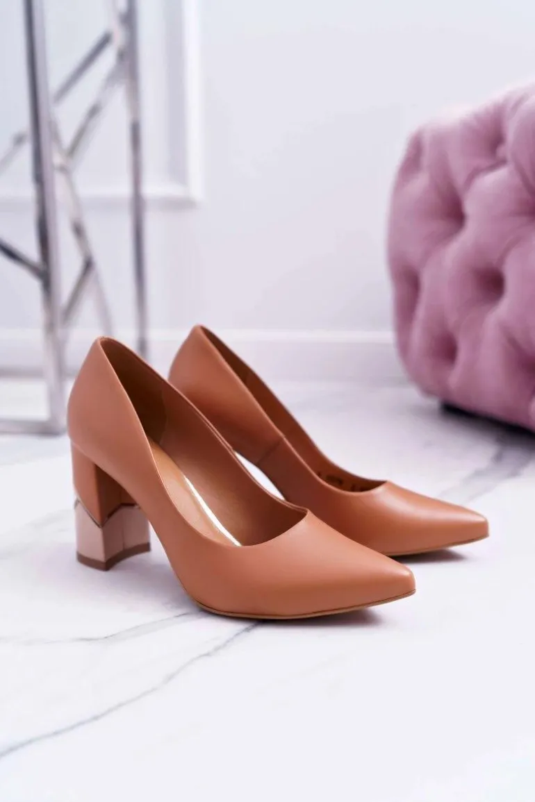 Czółenka Damskie Skórzane Laura Messi 1979 Camel