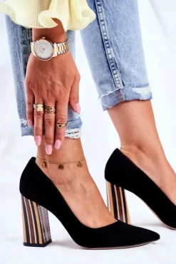 Czółenka Damskie Visconi Zamszowe Czarne 7417302/200