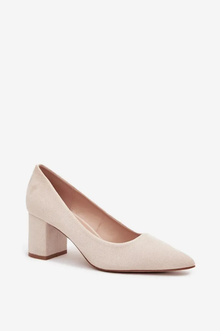 Czółenka Damskie Ze Szpiczastymi Noskami Na Słupku Beżowe Pavira