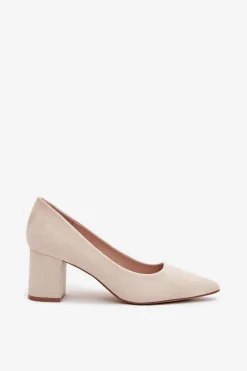 Czółenka Damskie Ze Szpiczastymi Noskami Na Słupku Beżowe Pavira