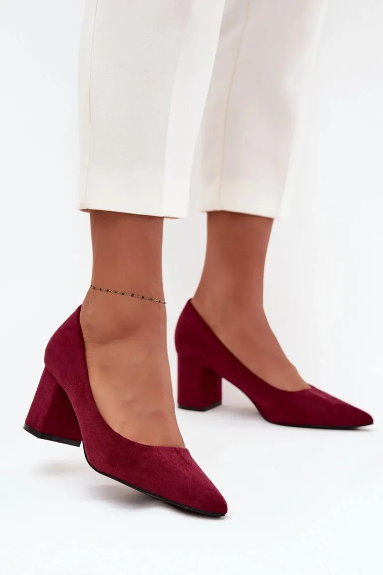 Czółenka Damskie Ze Szpiczastymi Noskami Na Słupku Bordowe Pavira