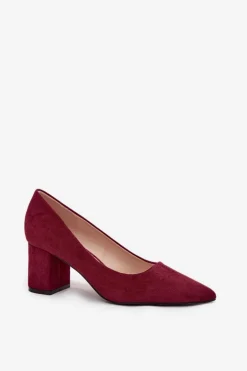 Czółenka Damskie Ze Szpiczastymi Noskami Na Słupku Bordowe Pavira