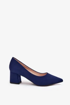 Czółenka Damskie Ze Szpiczastymi Noskami Na Słupku Granatowe Merinette