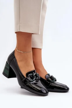Czółenka Lakierowane Z Łańcuchem Czarne Paliotte