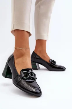 Czółenka Lakierowane Z Łańcuchem Czarne Paliotte