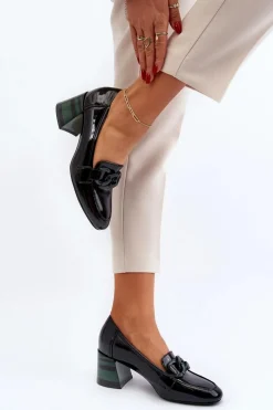 Czółenka Lakierowane Z Łańcuchem Czarne Paliotte