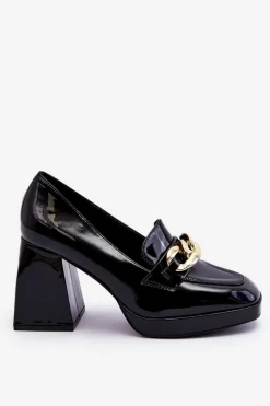 Czółenka Na Masywnym Obcasie Czarne Nataly