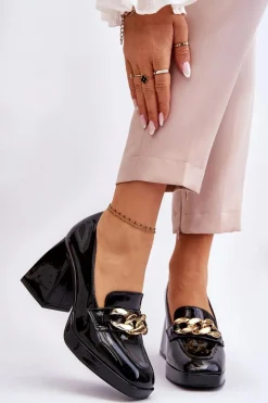 Czółenka Na Masywnym Obcasie Czarne Nataly