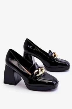 Czółenka Na Masywnym Obcasie Czarne Nataly
