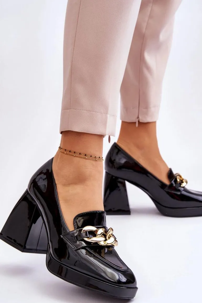 Czółenka Na Masywnym Obcasie Czarne Nataly