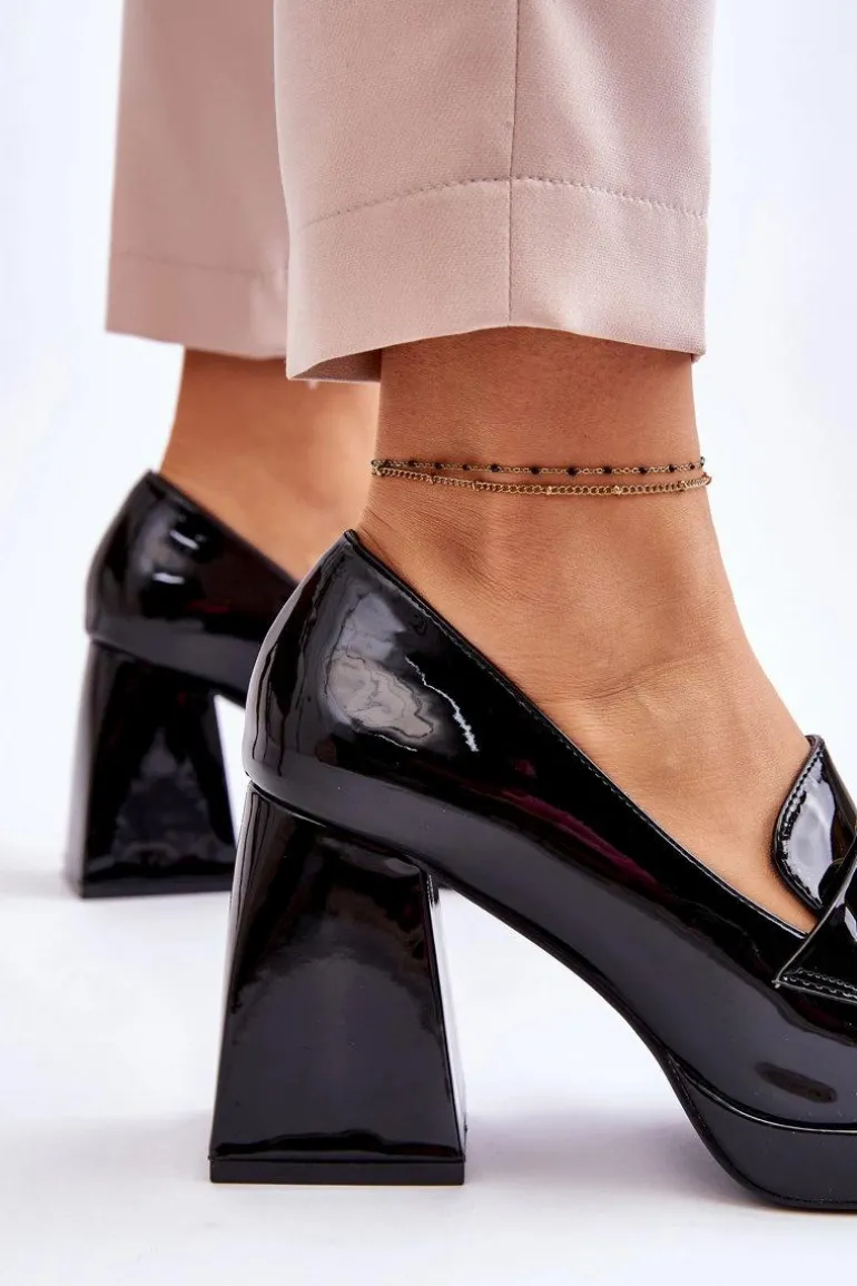 Czółenka Na Masywnym Obcasie Czarne Nataly