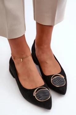 Czółenka Na Niskim Obcasie Z Eko Zamszu S.Barski KV27-037 Czarne