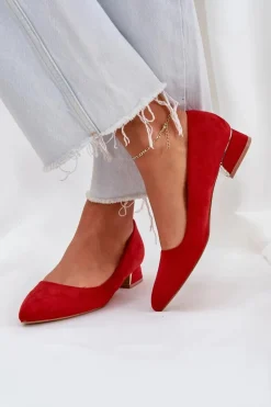 Czółenka Na Niskim Obcasie I Szpiczastymi Noskami Czerwone Terilara