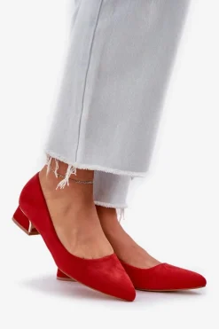 Czółenka Na Niskim Obcasie I Szpiczastymi Noskami Czerwone Terilara