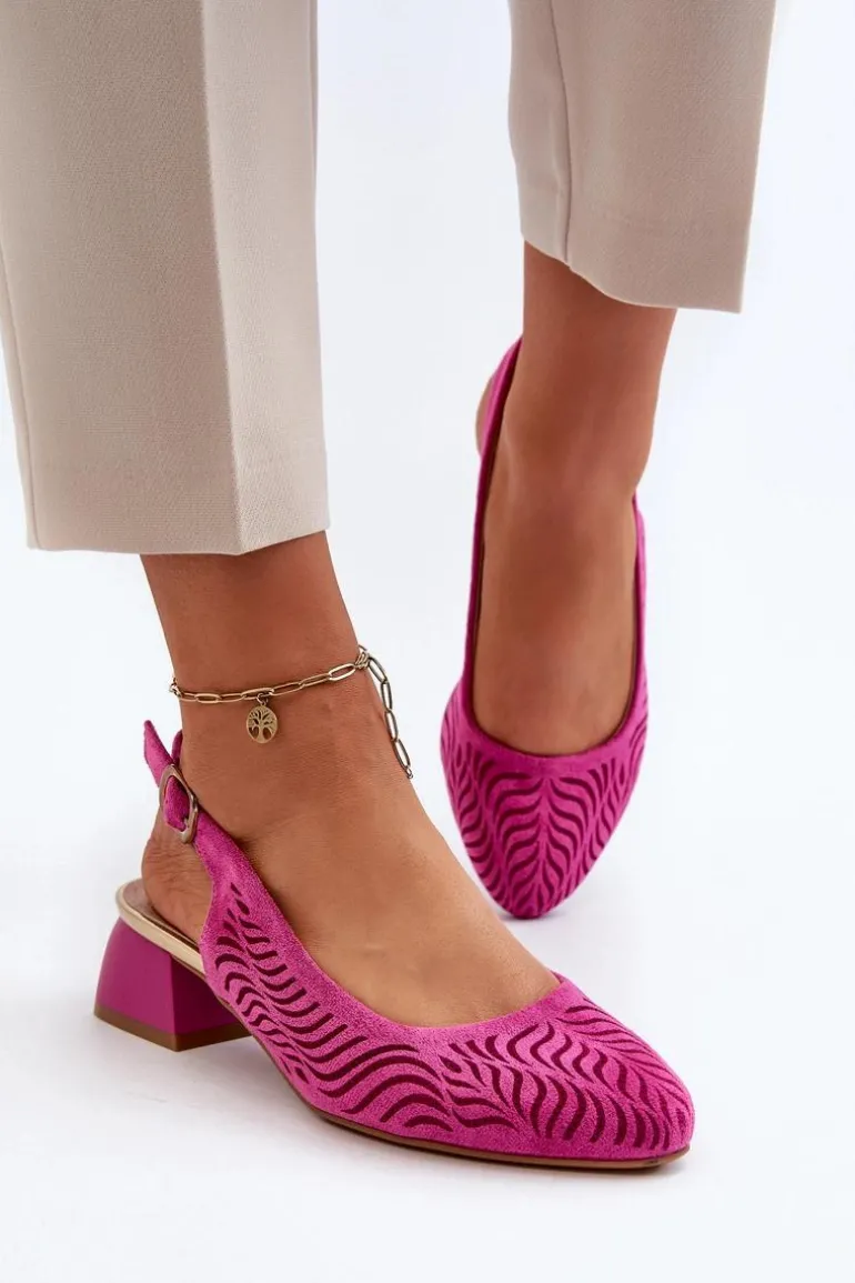 Czółenka Na Obcasie Klocku Fuksja Gemifa